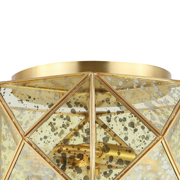Violet 12.5" Industrial Vintage Iron/Glass LED Flush Mount - JONATHAN Y